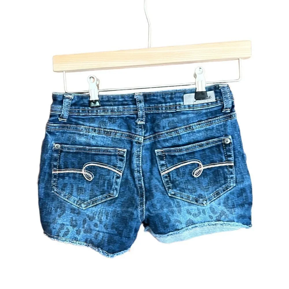 Justice girl’s denim shorts with cheetah print size 12‎